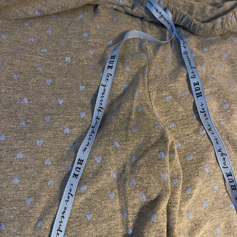 HUE Gray Lounge Pants with Blue heart Accents - Picture 4 of 4